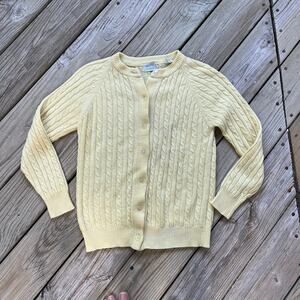Northern Isles Women's Vintage Yellow Cable Knit Cardigan Sweater Size M